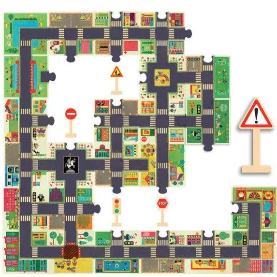Djeco - Puzzle Giant City Road 24pc Giant Pop To Play