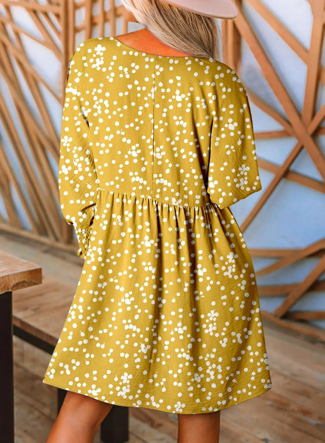 Dokotoo Womens Spring Summer Dress 2025 Long Sleeve Floral Boho Dresses Flowy Babydoll Shift Mini Dress