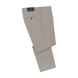 Drawstring Flannel Trousers in Light Brown Melange