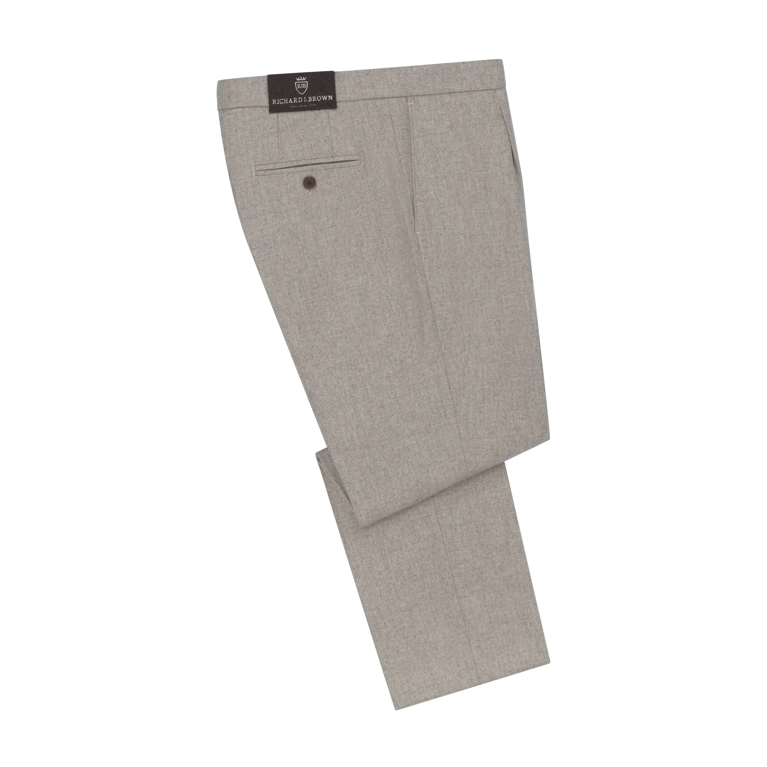 Drawstring Flannel Trousers in Light Brown Melange