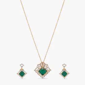 Emerald Sparkle CZ Silver Pendant Set