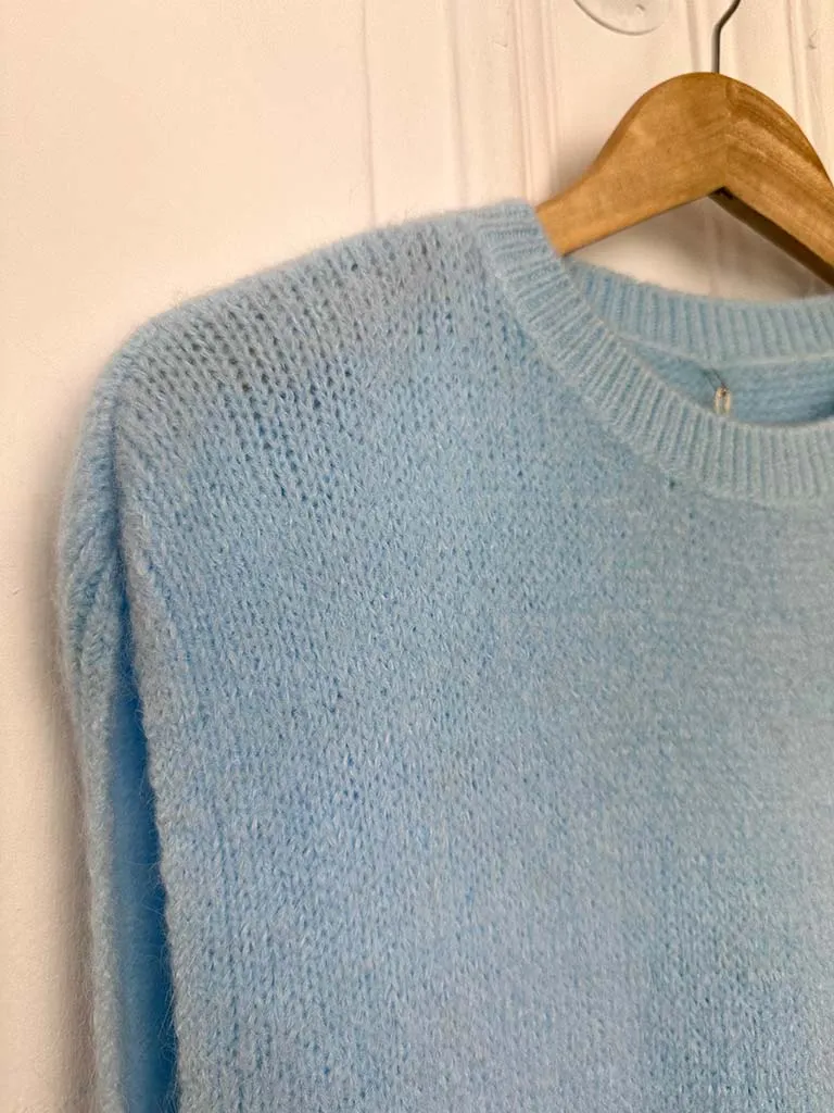 Feather Hem Soft Tank Knit - Baby Blue
