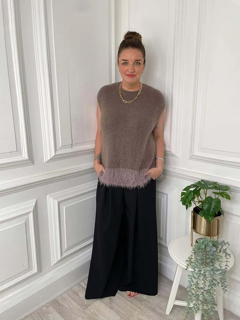 Feather Hem Soft Tank Knit - Mocha