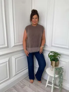 Feather Hem Soft Tank Knit - Mocha