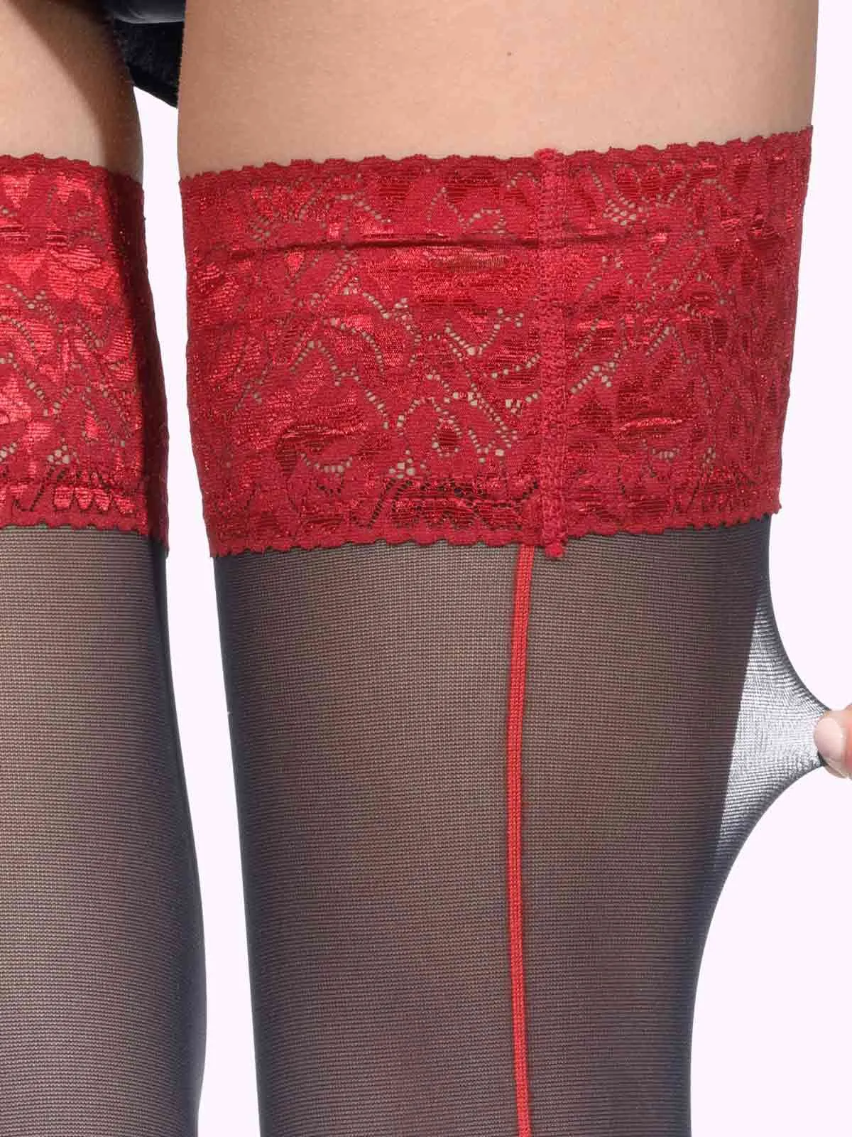 FEDERICA Sparkly Rhinestone Back Seam Thigh Highs