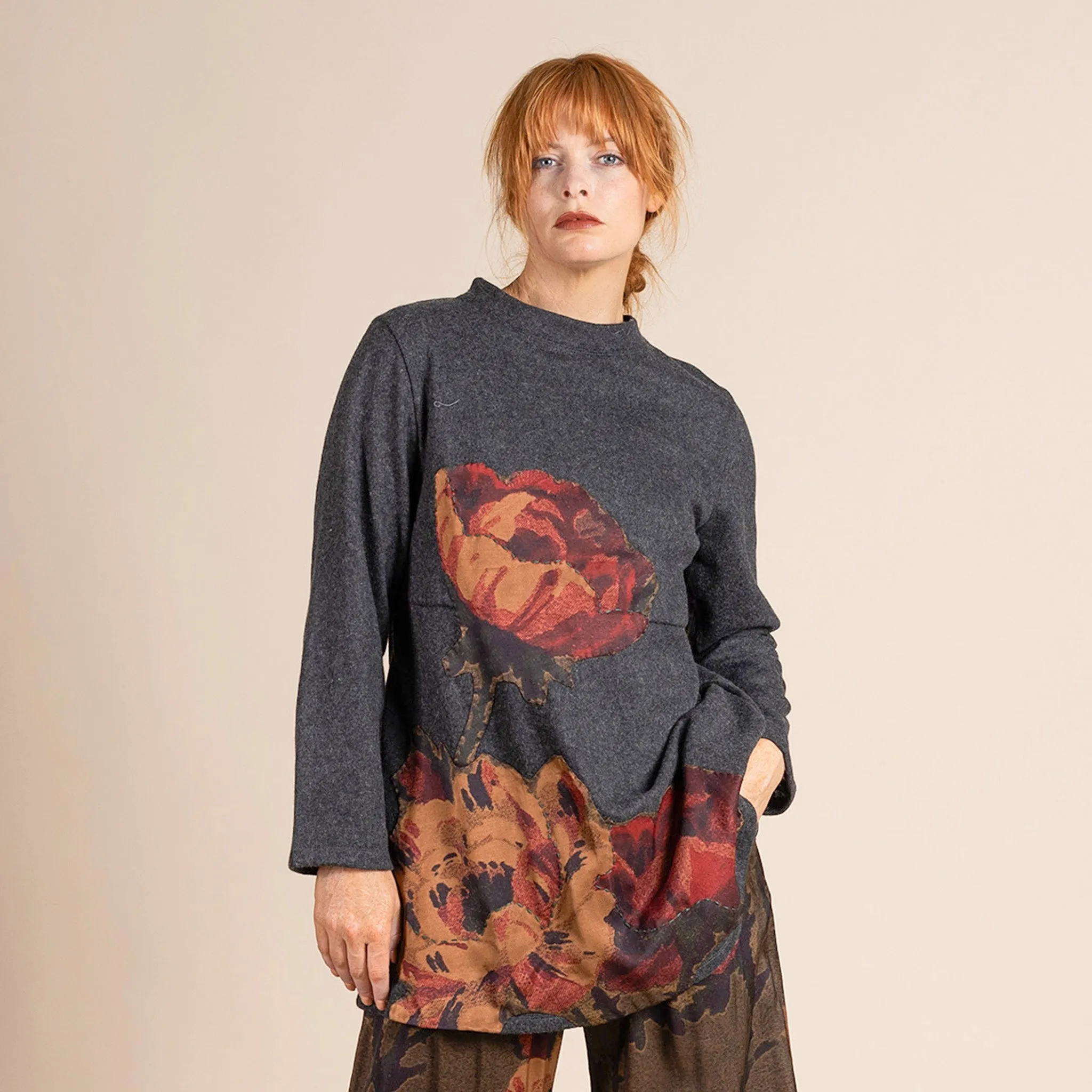 felt damask roses anna jumper