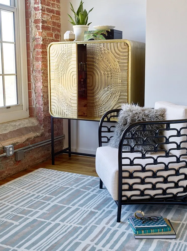 Florence Broadhurst Turtle Shell Striped Rug - Jade