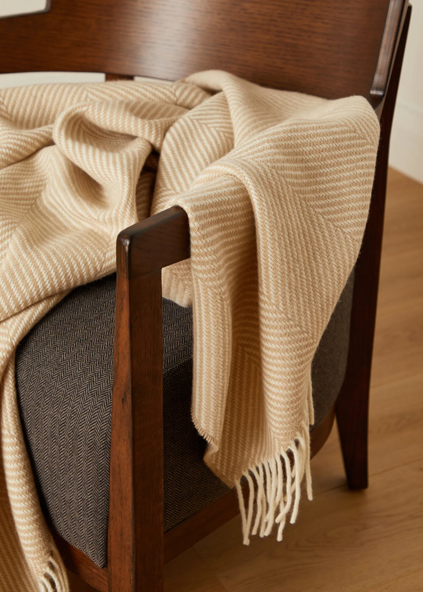 Foxford Bone Herringbone Merino Throw