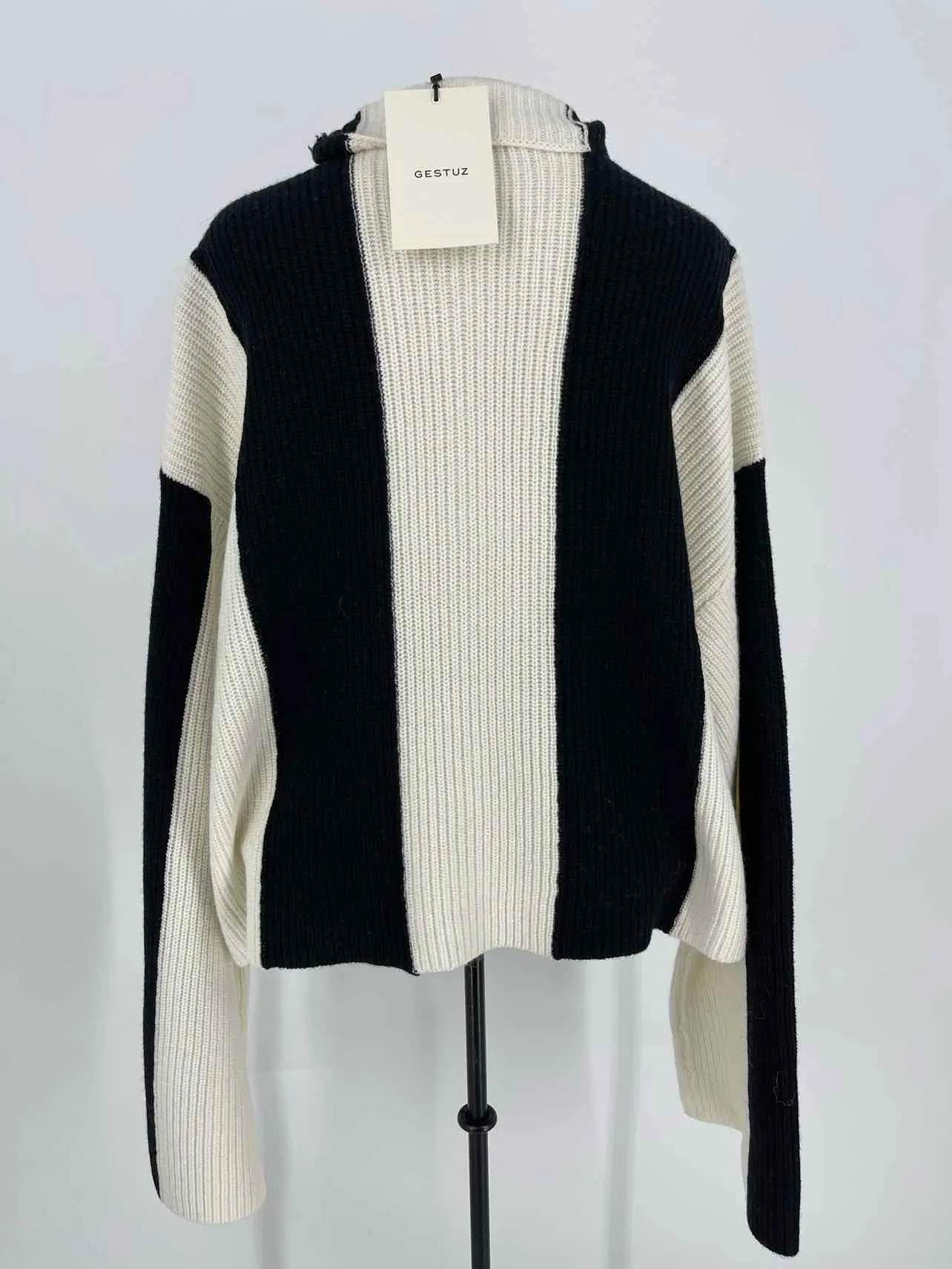 Gestuz Size S Ivory/Black Stripe Wool NEW Designer Sweater