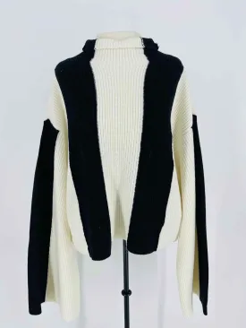 Gestuz Size S Ivory/Black Stripe Wool NEW Designer Sweater