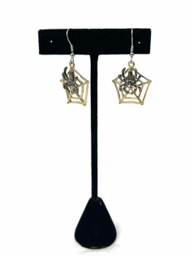Gold/Gray Spider Metal Jewelry Earrings