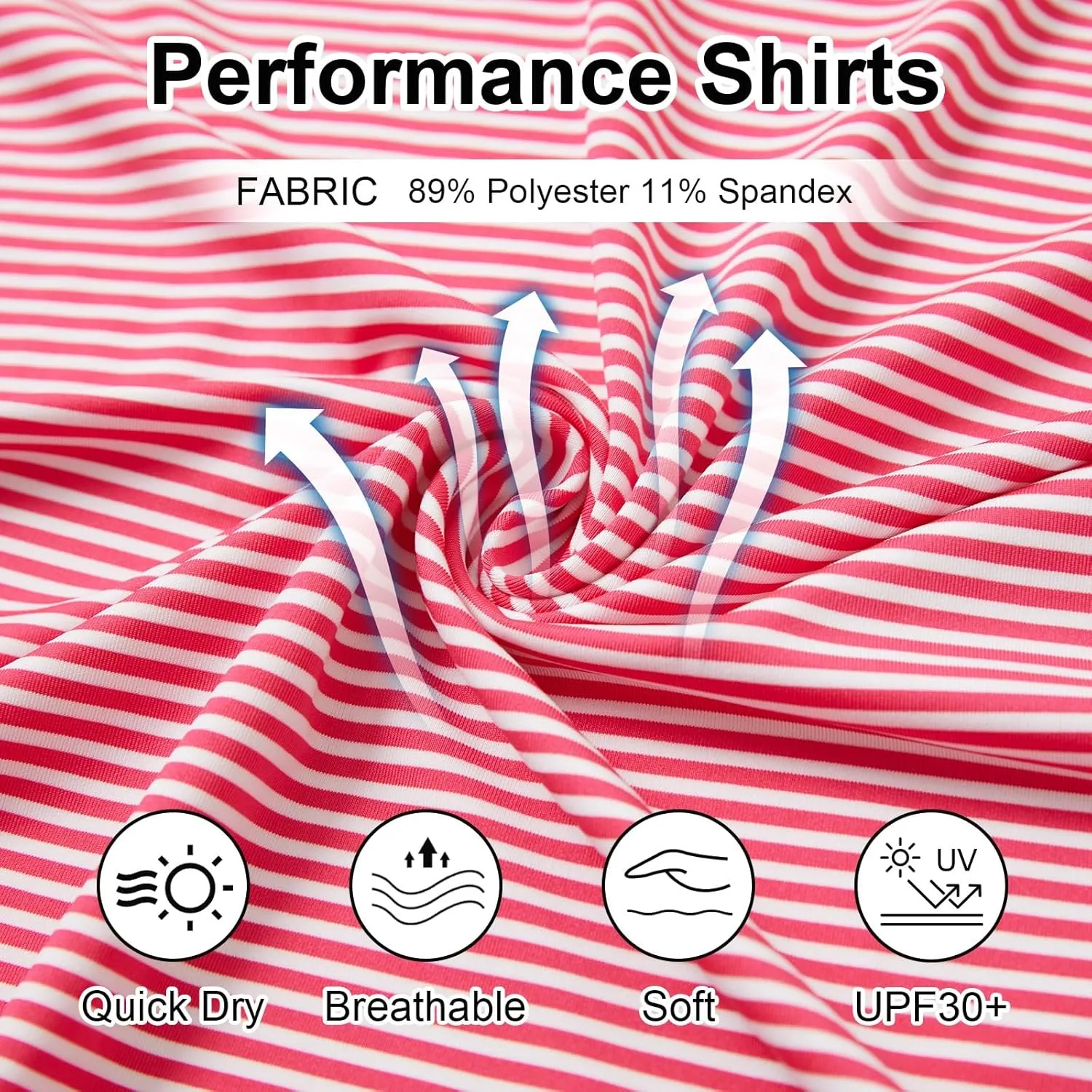 Golf Shirts for Men - Moisture Wicking Short Sleeve Performance Sport Casual Striped Collared Mens Polo Shirt