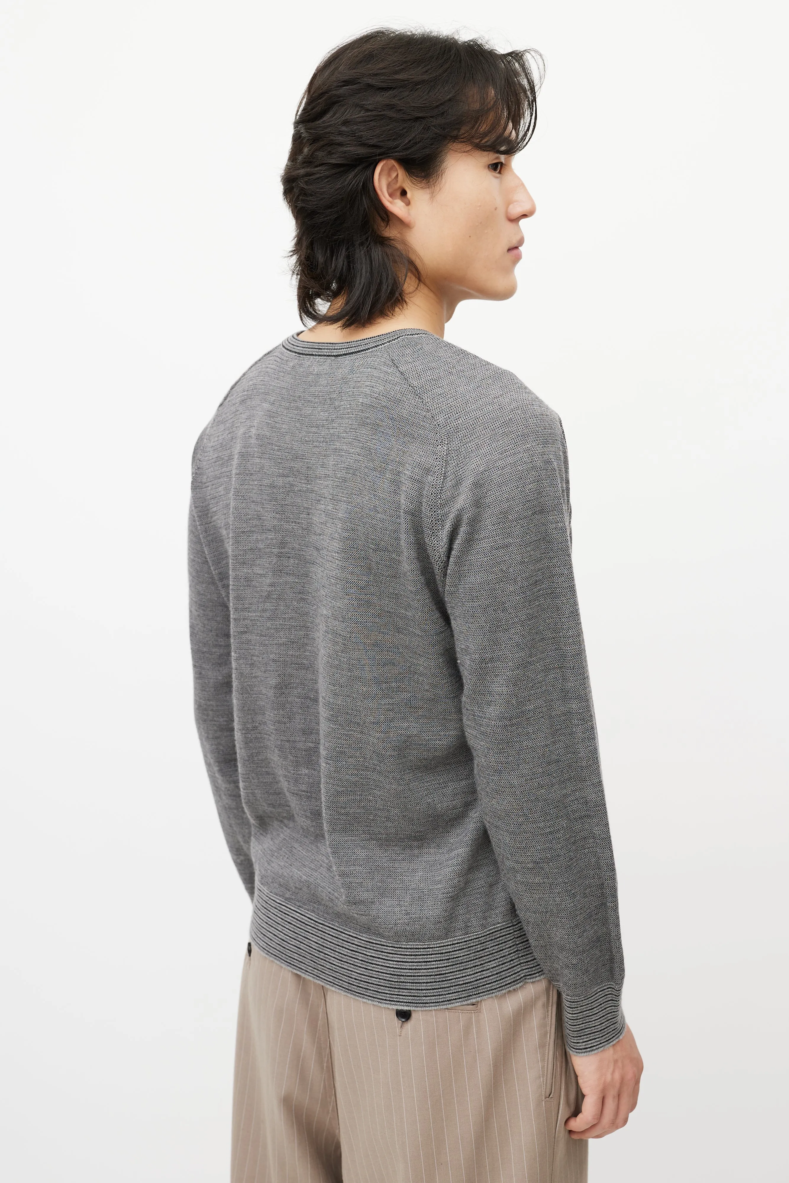 Grey Cashmere V-Neck Sweater