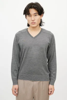 Grey Cashmere V-Neck Sweater