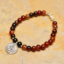 Hand Made Tibetan Om Mala With Carnelian Beads Bracelet