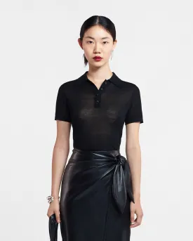 Hatti - Superfine Merino Polo Shirt - Black