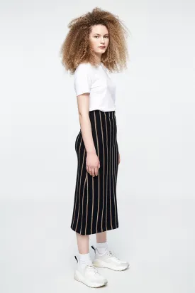 iva skirt <br> black & vertical stripes <br> by ARMEDANGELS