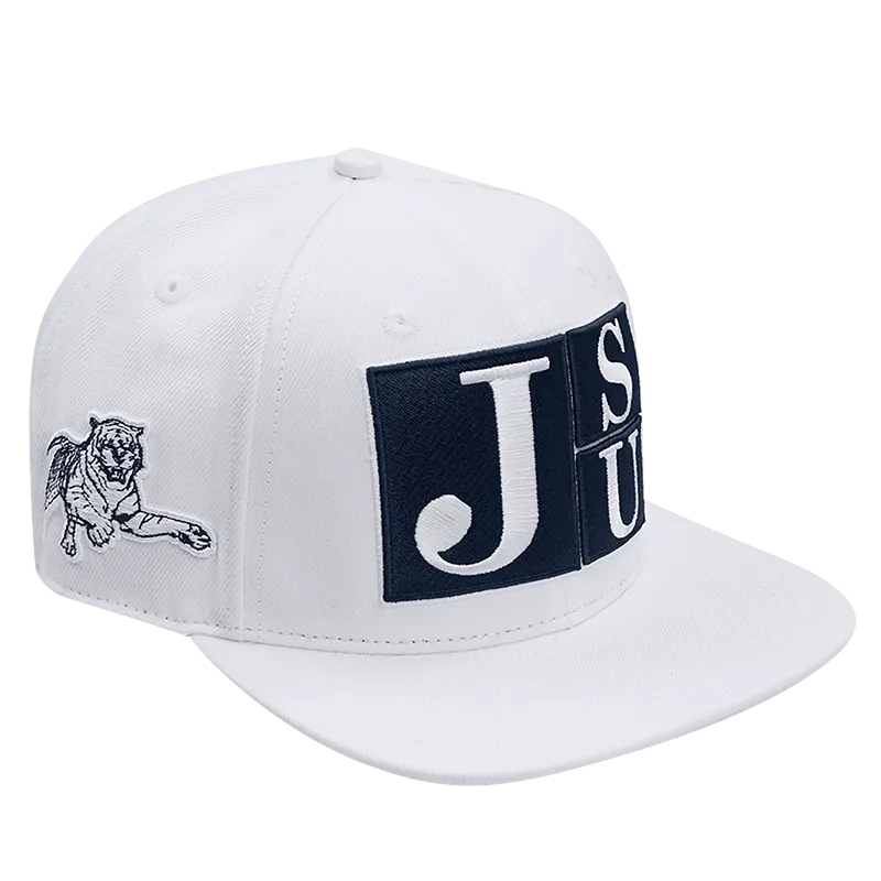JACKSON STATE UNIVERSITY CLASSIC UNISEX STACKED LOGO WOOL SNAPBACK (WHITE)
