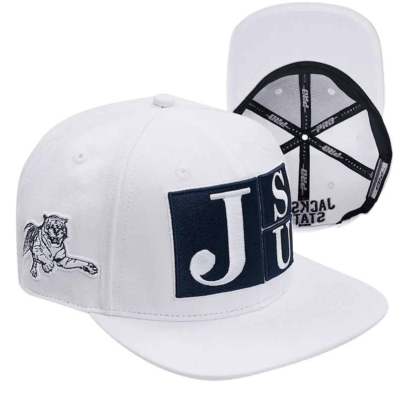 JACKSON STATE UNIVERSITY CLASSIC UNISEX STACKED LOGO WOOL SNAPBACK (WHITE)