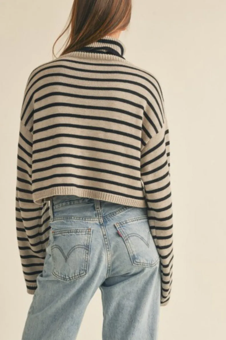 Keep It Here Striped Mock Neck Sweater