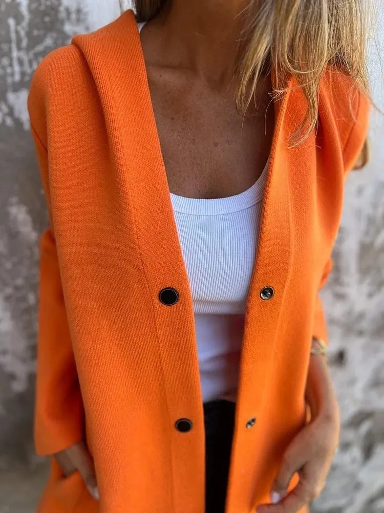 Kubbon Women's Wool Blend Trench Coat Casual Single Breasted Hooded Jacket Lightweight Lapel Long Sleeve Overcoat with Pocket
