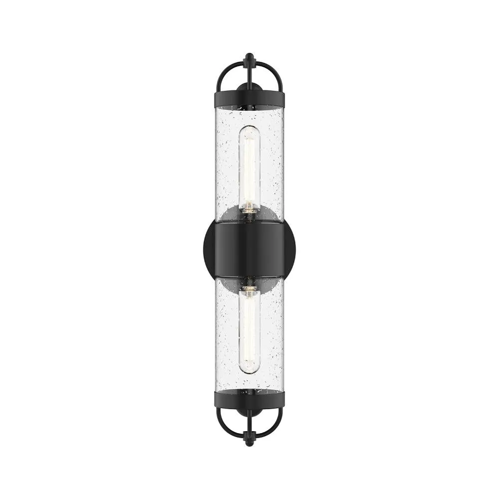 Lancaster 5-in Clear Bubble Glass/Textured Black 2 Lights Exterior Wall Sconce