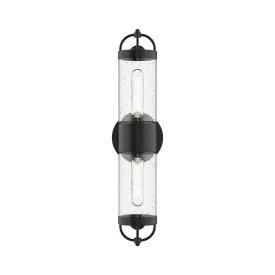Lancaster 5-in Clear Bubble Glass/Textured Black 2 Lights Exterior Wall Sconce