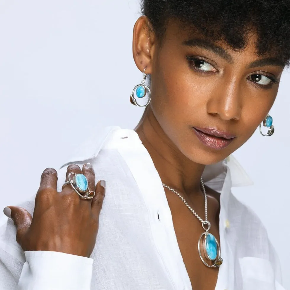 Larimar Amber Earrings Isleña