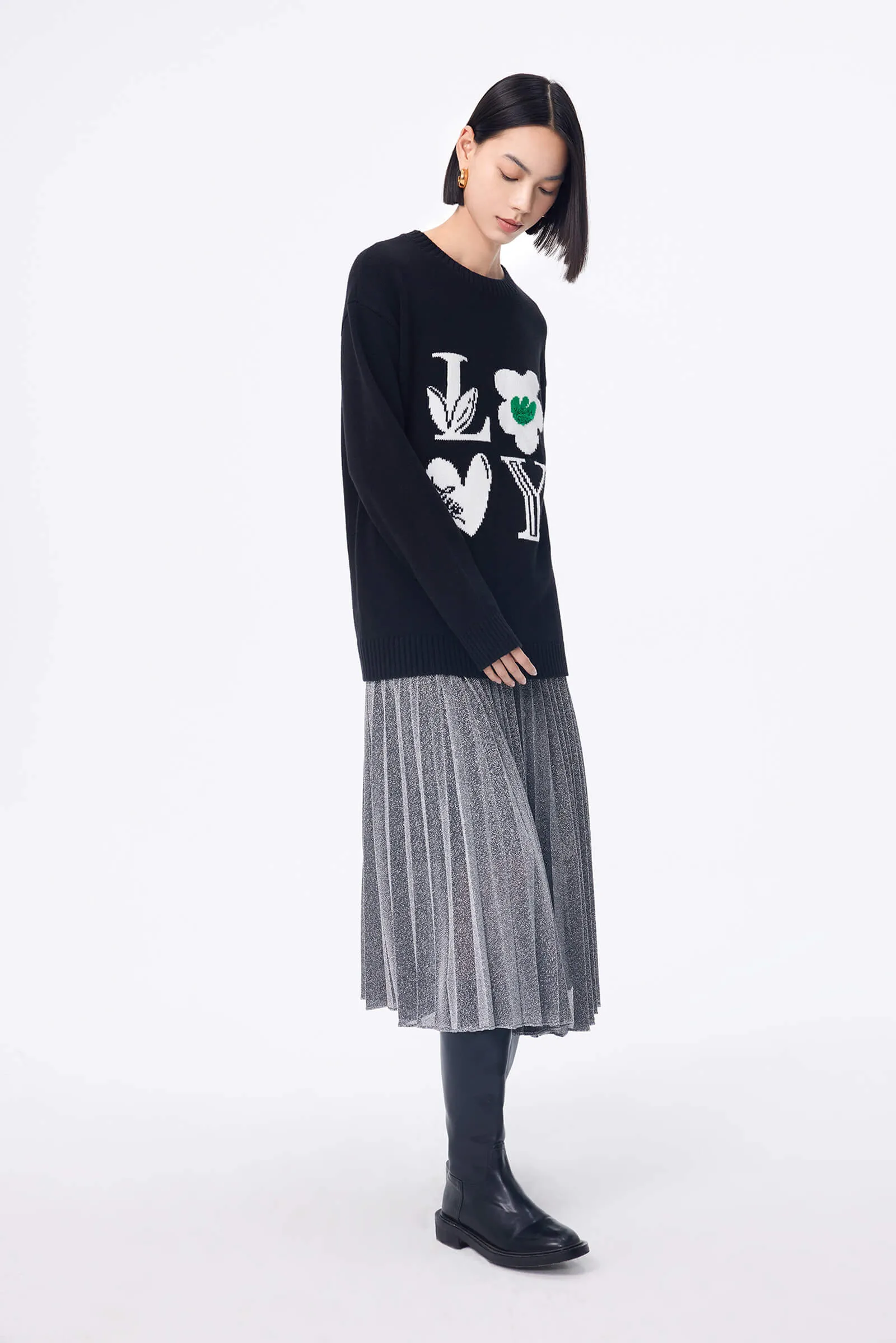 LILY Playful Embossed Knit Sweater