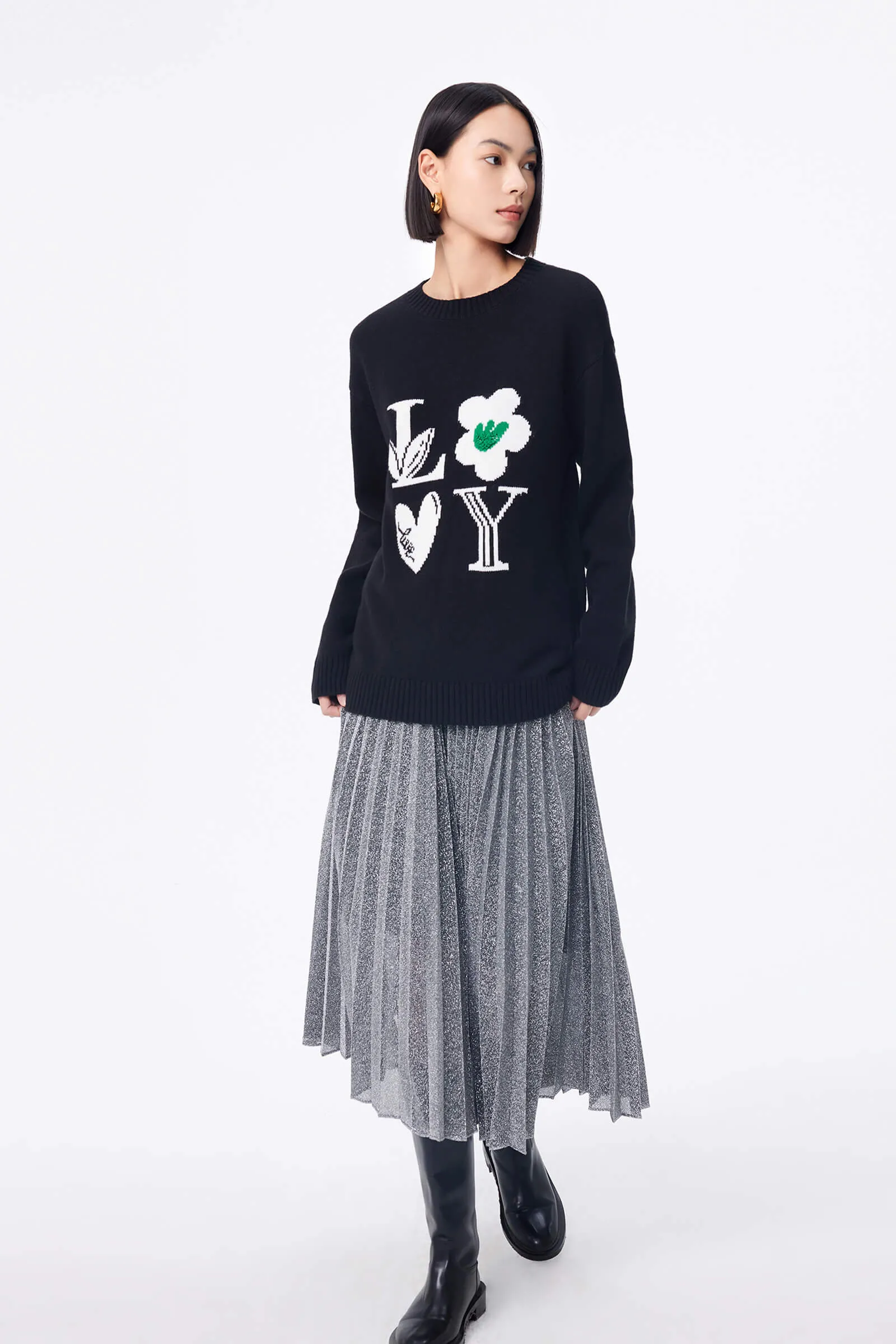 LILY Playful Embossed Knit Sweater