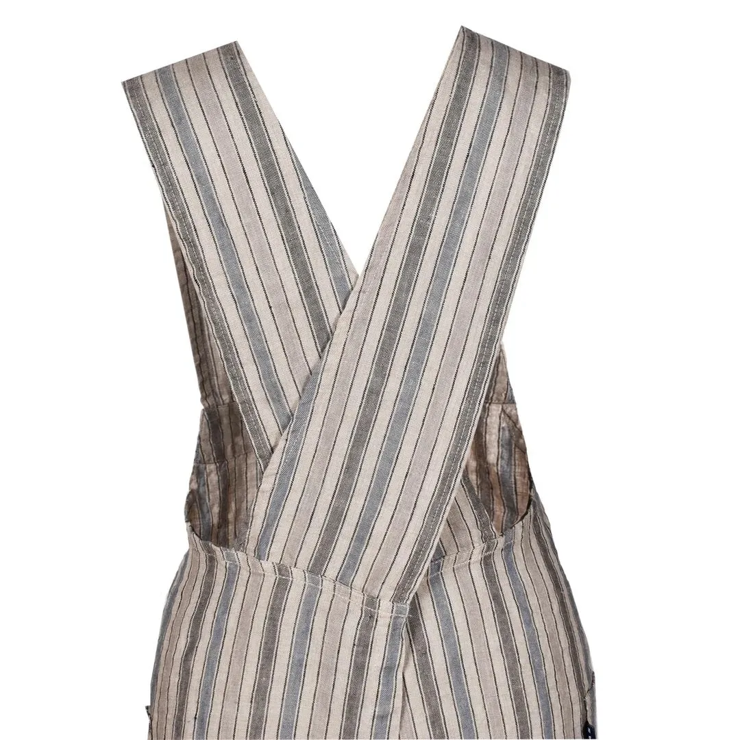 Linen Apron Stripes Grey