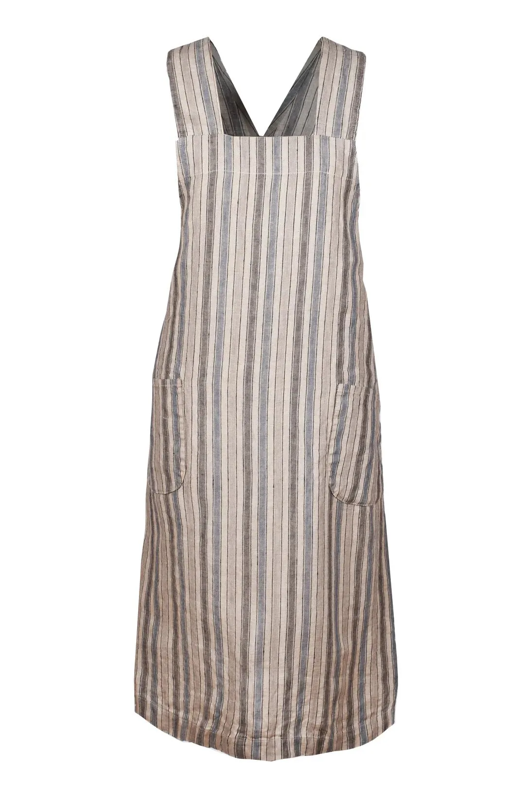Linen Apron Stripes Grey