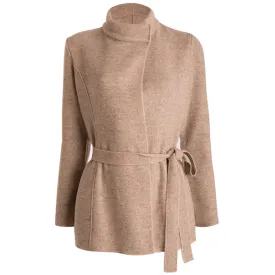 Long Belted Cardigan in Beige
