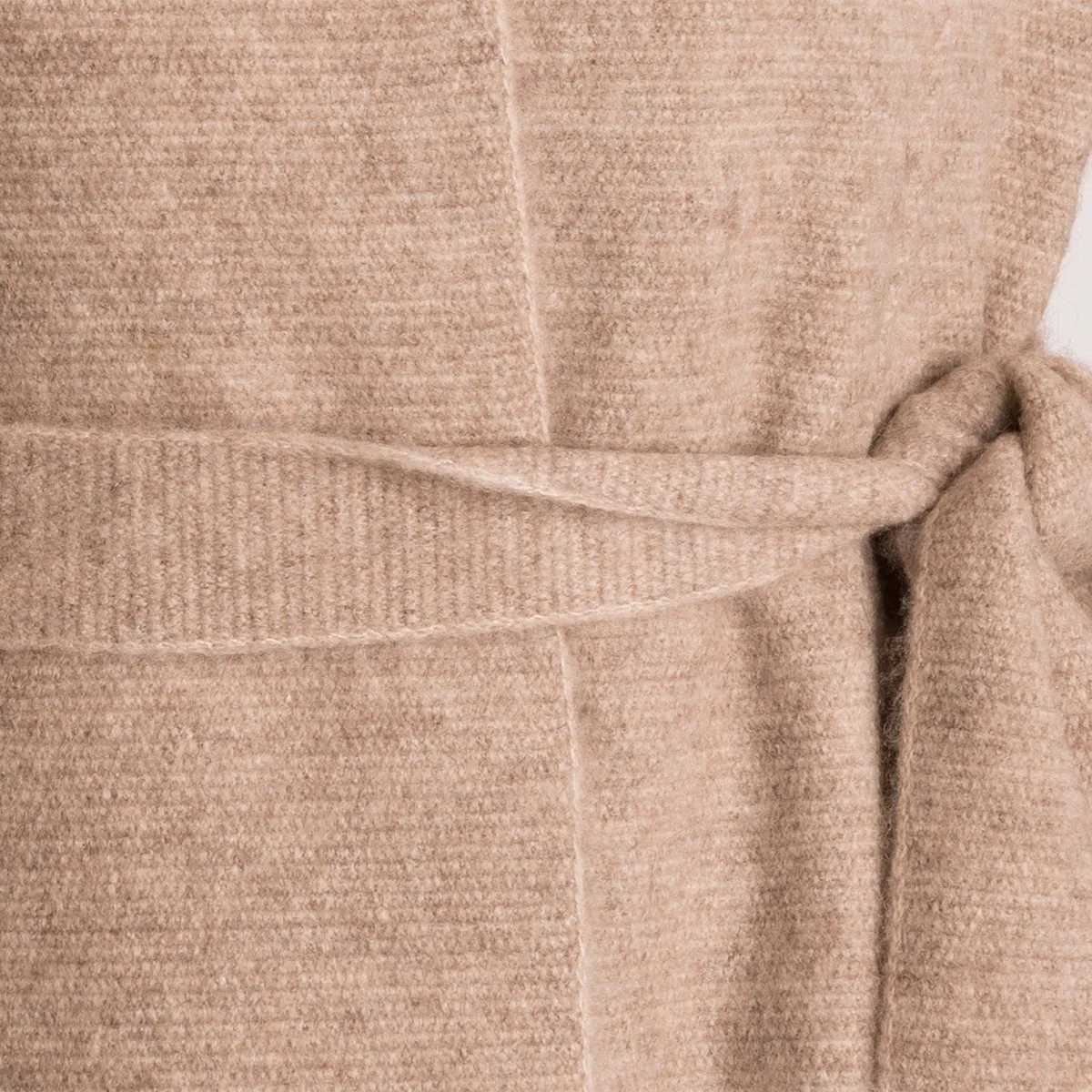 Long Belted Cardigan in Beige