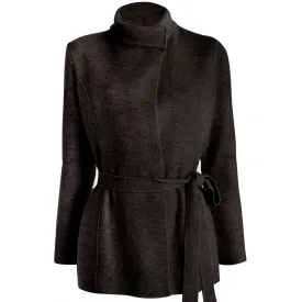 Long Belted Cardigan in Grey