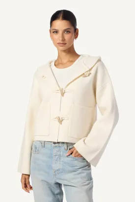 LOULOU TOGGLE BUTTON CASHMERE  HOODIE | GARDENIA