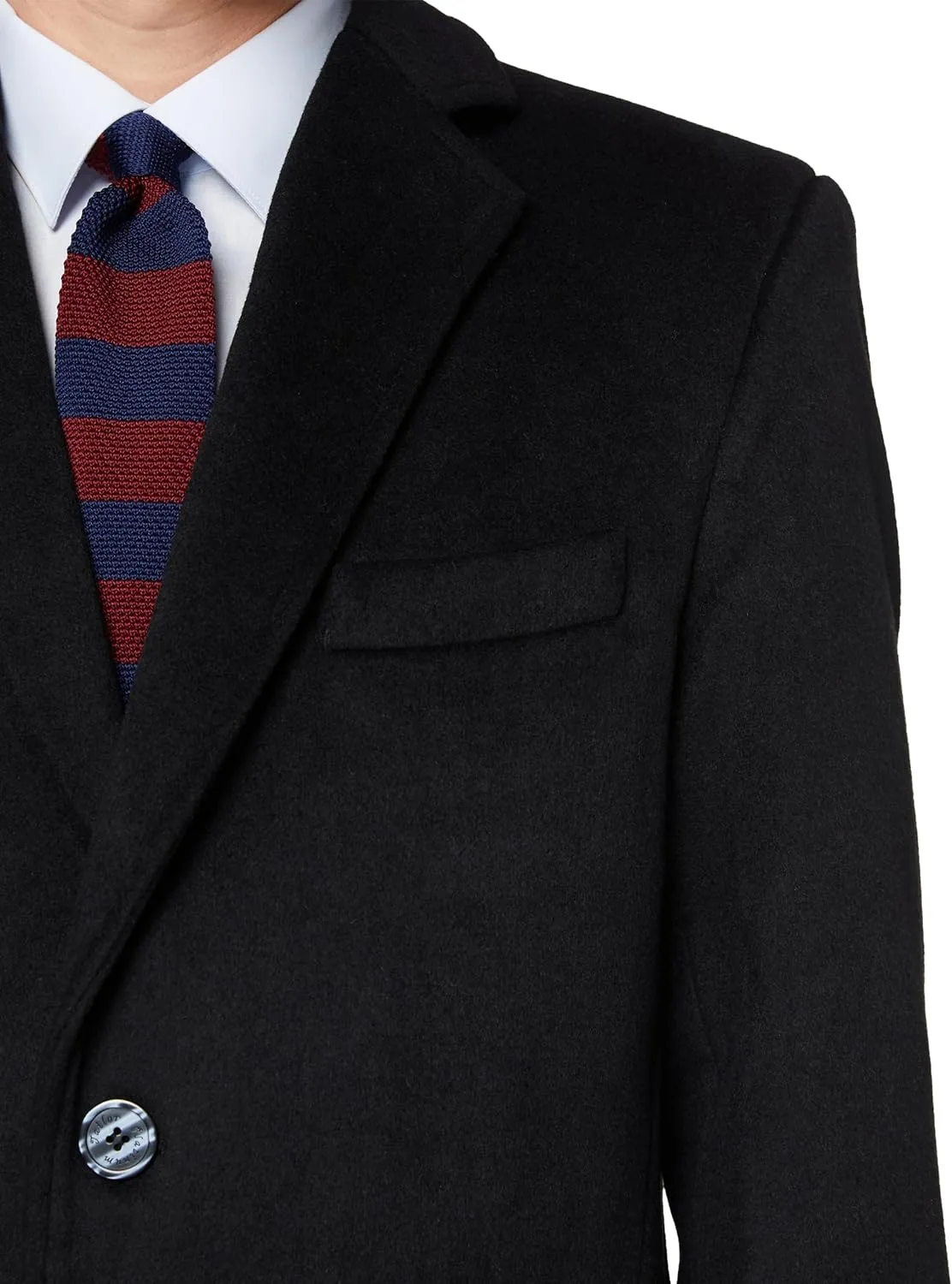 Mens Black Overcoat Wool & Cashmere Warm Winter Mod Coat Black Lining Jacket
