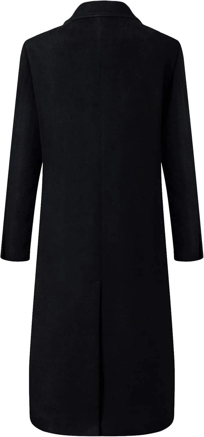 Mens Black Overcoat Wool & Cashmere Warm Winter Mod Coat Black Lining Jacket