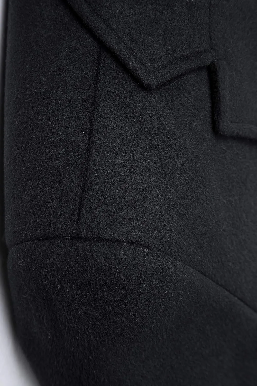Mens Black Overcoat Wool & Cashmere Warm Winter Mod Coat Black Lining Jacket