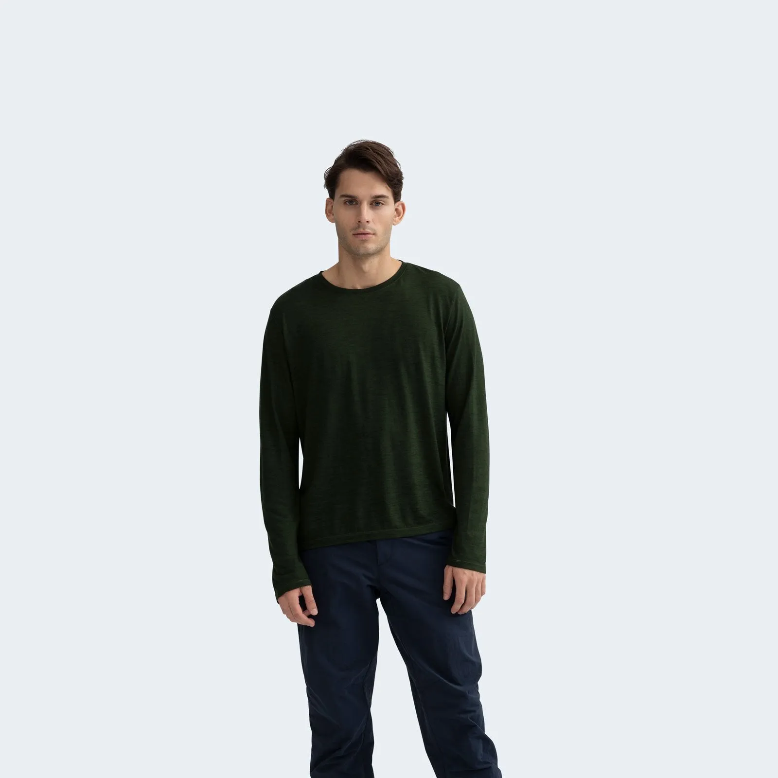 Men's Merino Wool Crew Neck Long Sleeve T-Shirt