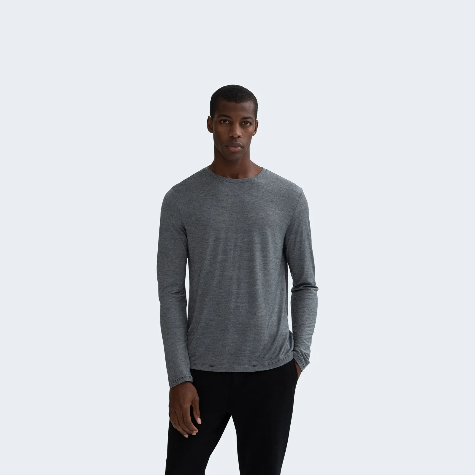 Men's Merino Wool Crew Neck Long Sleeve T-Shirt