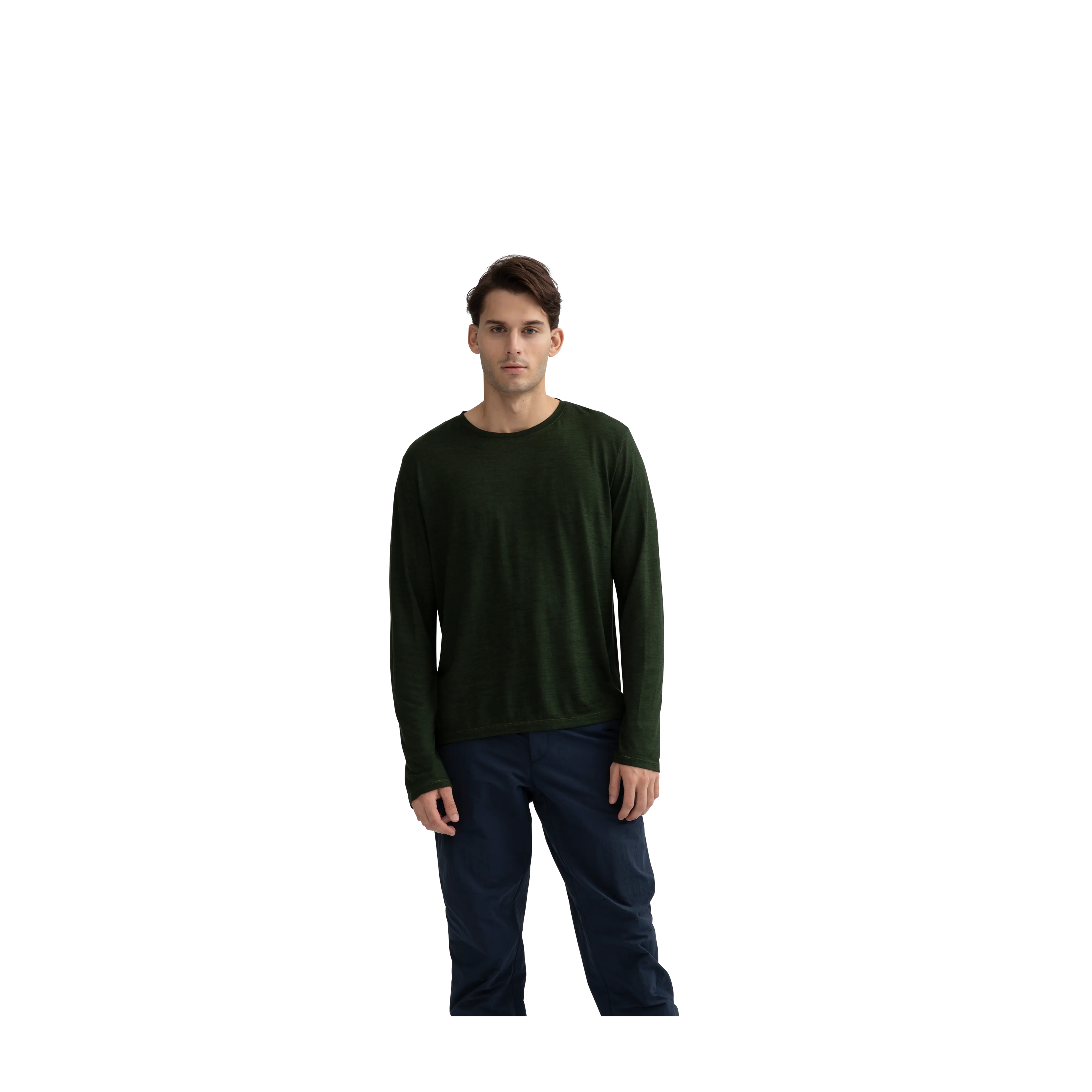 Men's Merino Wool Crew Neck Long Sleeve T-Shirt