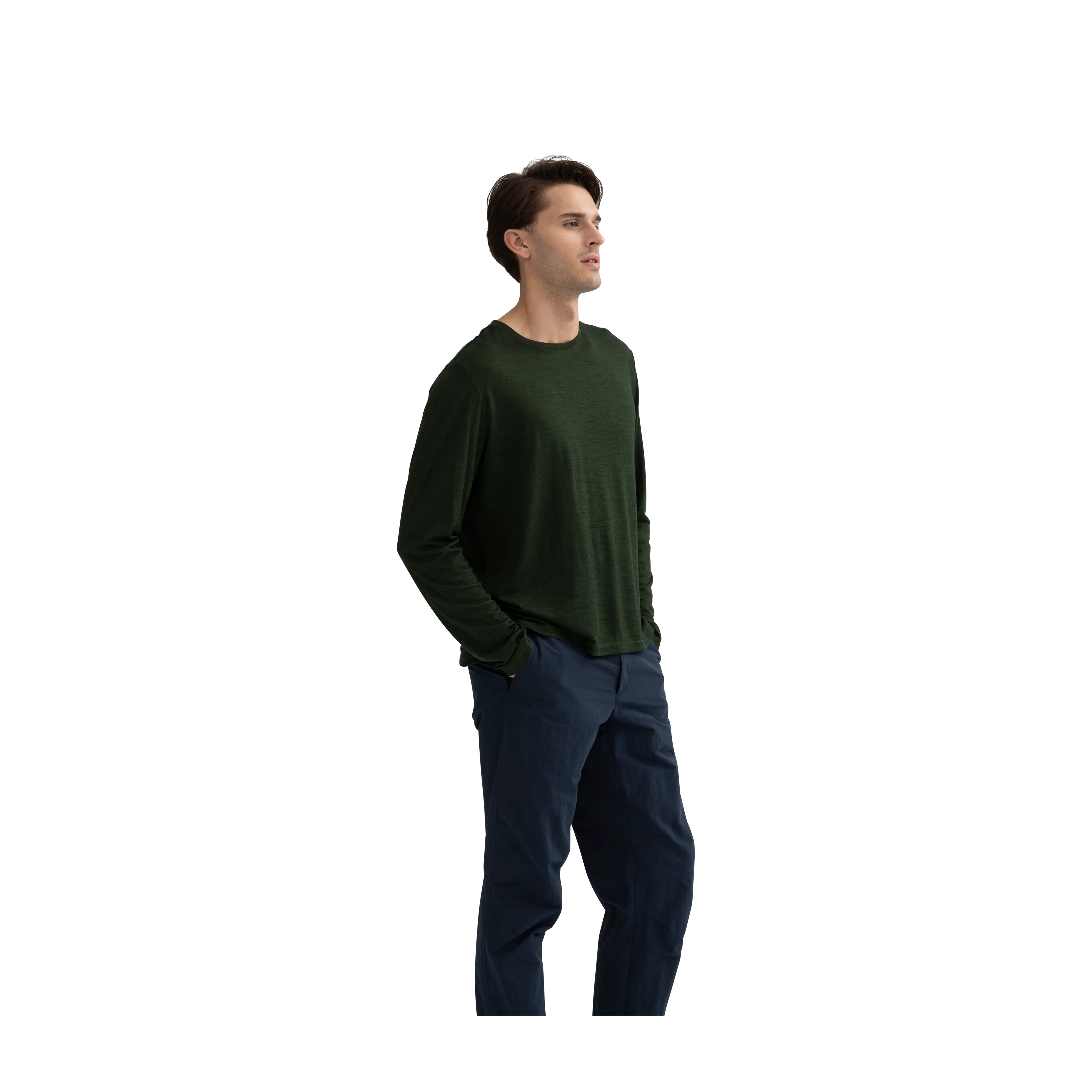 Men's Merino Wool Crew Neck Long Sleeve T-Shirt