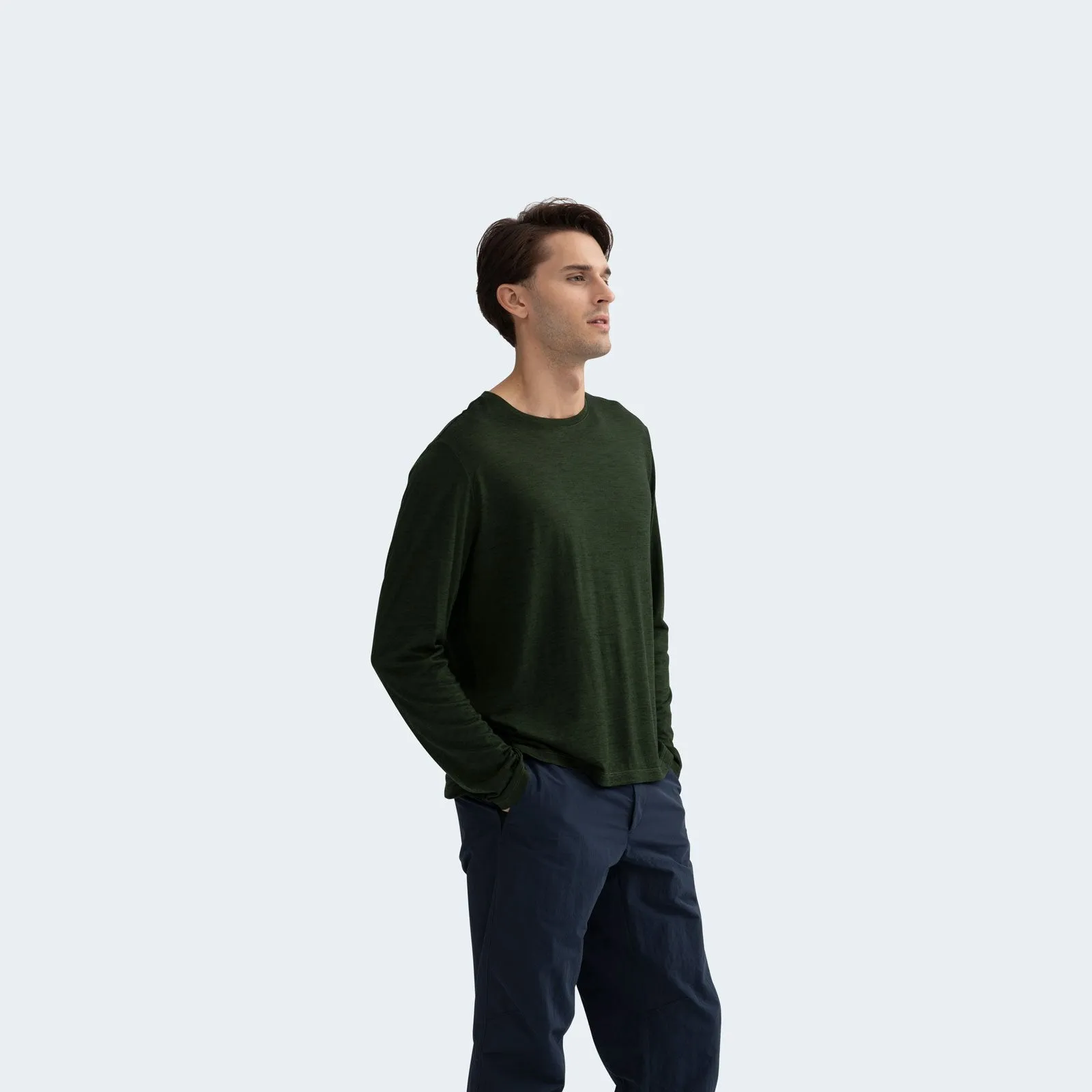 Men's Merino Wool Crew Neck Long Sleeve T-Shirt