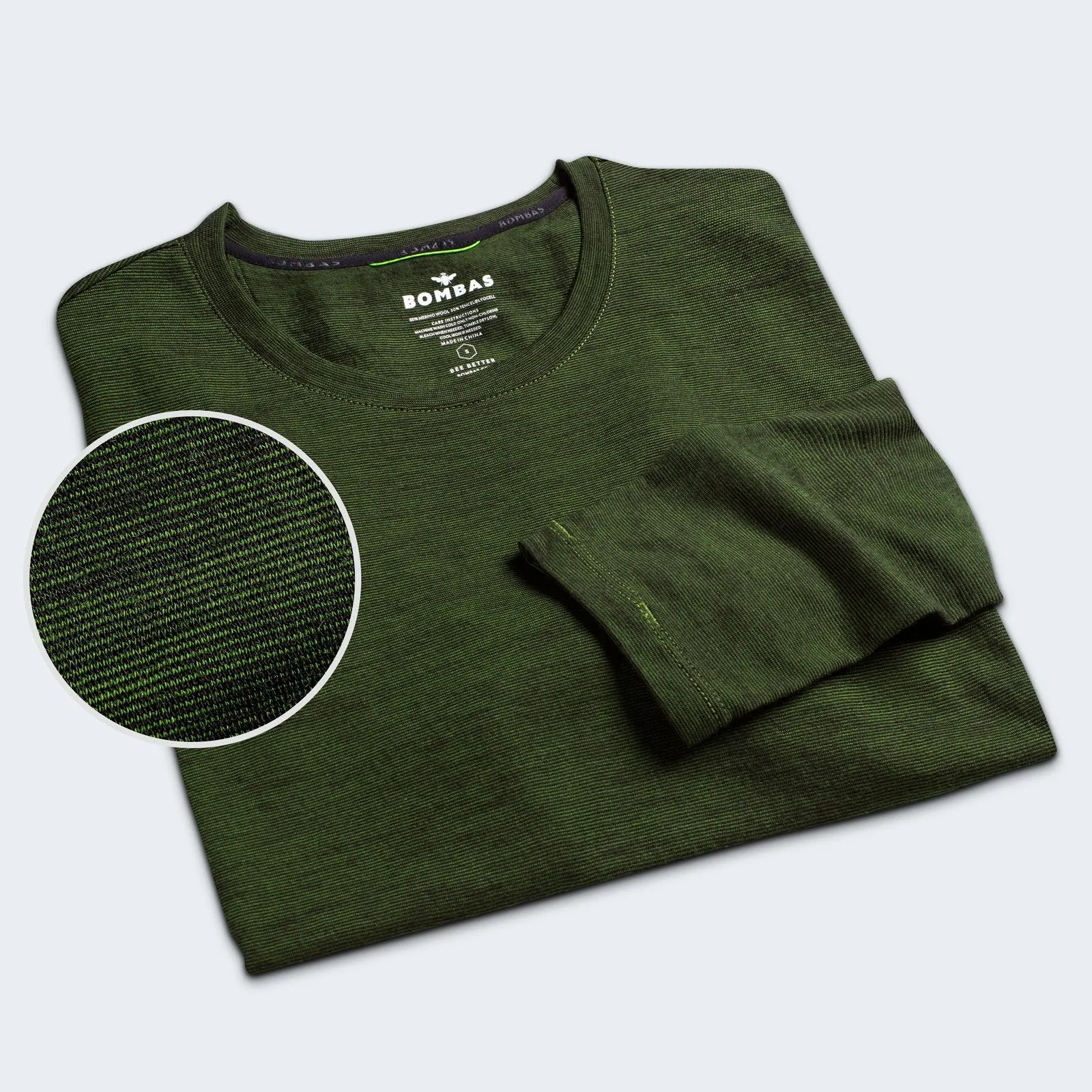 Men's Merino Wool Crew Neck Long Sleeve T-Shirt