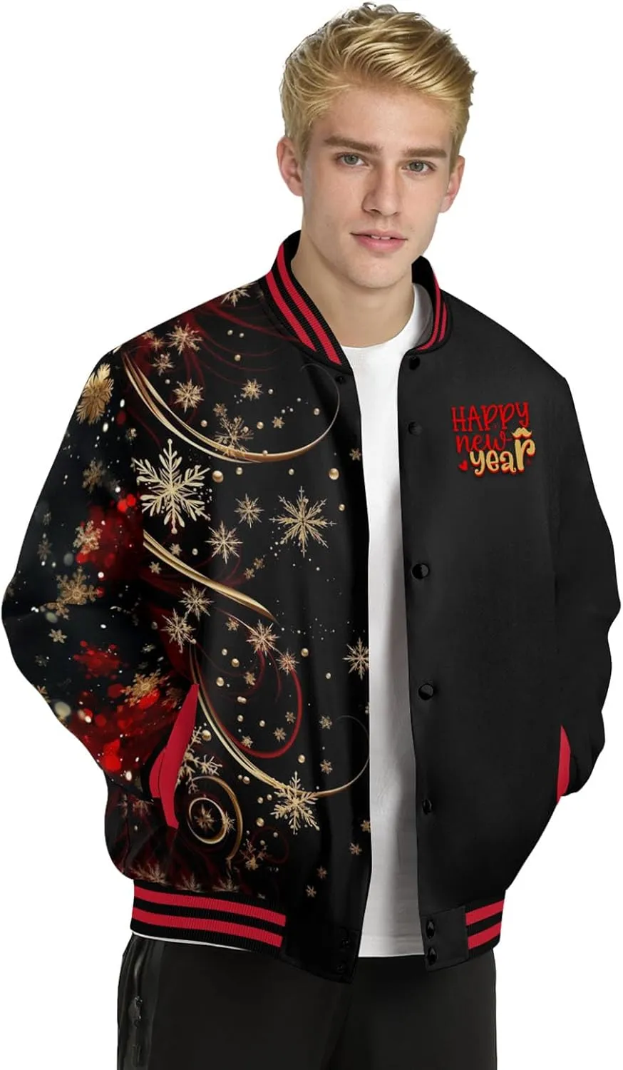 Mens Varsity Jacket Vintage Baseball Bomber Jackets Casual Coats 2025 New Year Fashion Jacket