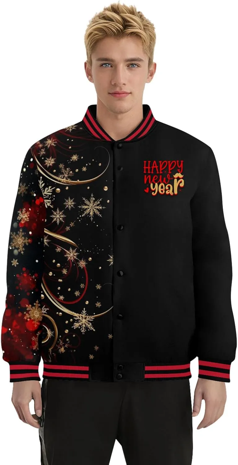 Mens Varsity Jacket Vintage Baseball Bomber Jackets Casual Coats 2025 New Year Fashion Jacket