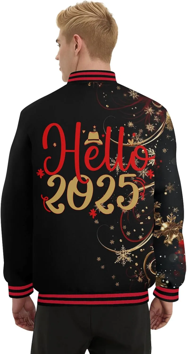 Mens Varsity Jacket Vintage Baseball Bomber Jackets Casual Coats 2025 New Year Fashion Jacket