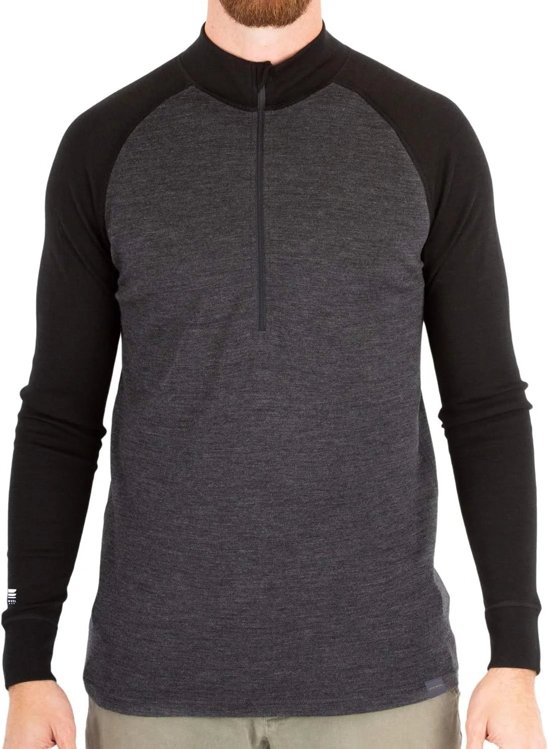 MERIWOOL Mens Base Layer 100% Merino Wool Midweight 250g Half Zip Sweater for Men