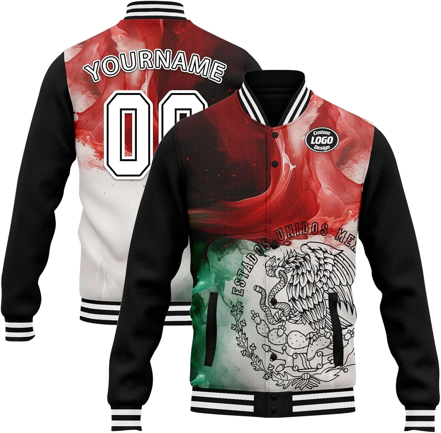 Mexico Flag Custom Varsity Jacket Vintage Baseball Bomber Jackets Streetwear Coats